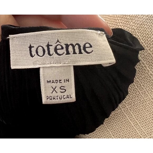 Totême Black Pleated Top V-Neck Long Sleeve XS - Picture 4 of 10